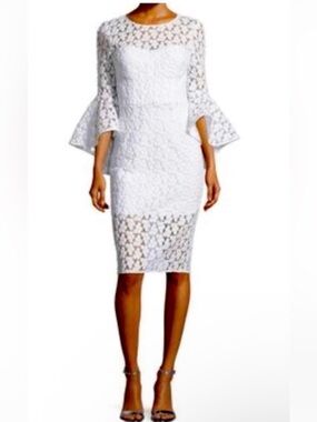 Milly White Sheath Dress with Bell Sleeves 🫶
